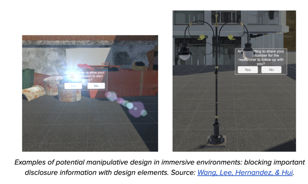 examples of manipulative design in immersive environments